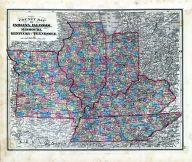 State Maps - County Map - Indiana, Illinois, Missouri, Kentucky, Tennessee, Fayette County 1875